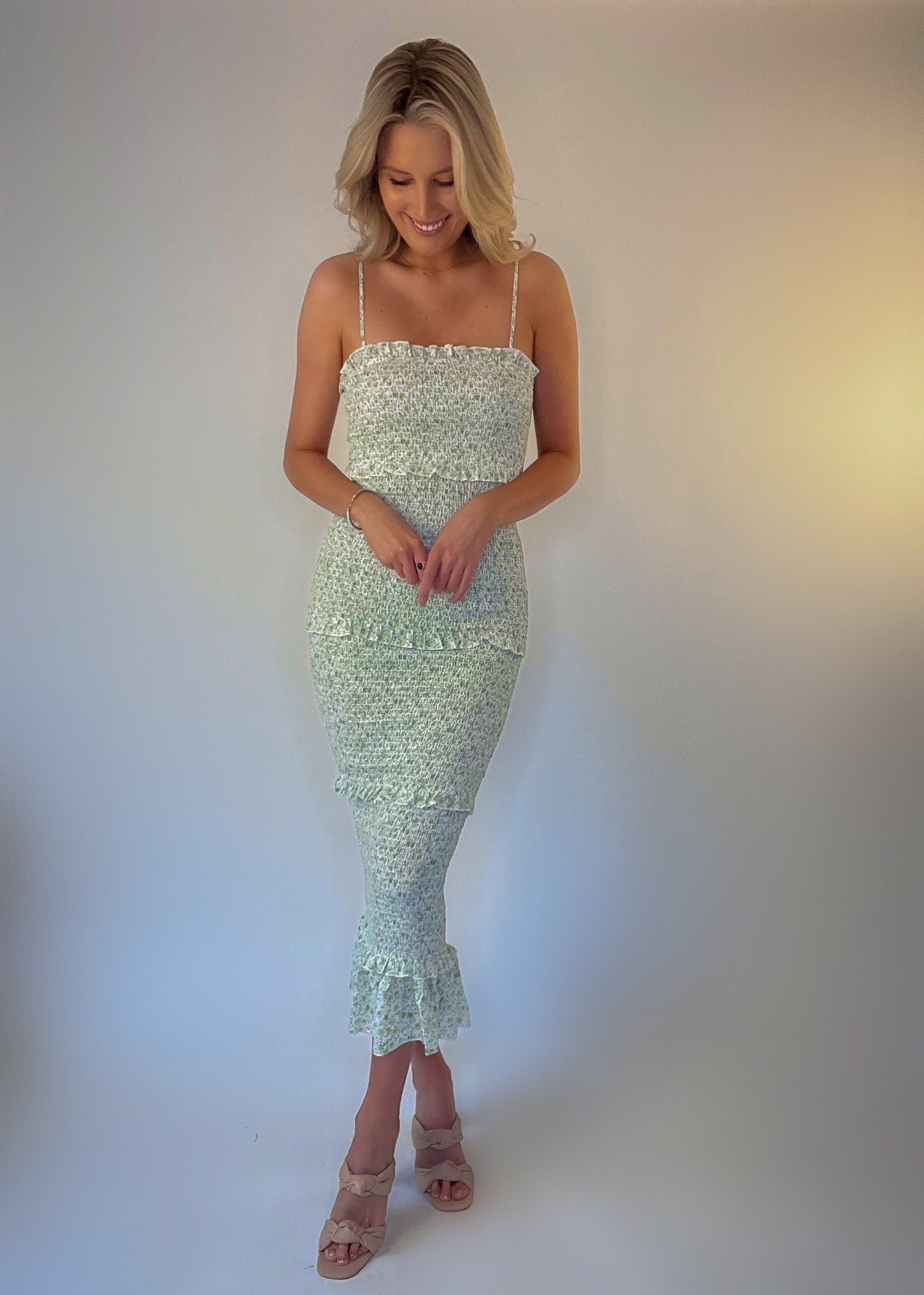 knee length dresses for ladies Under The Sea Midi Dress Blue